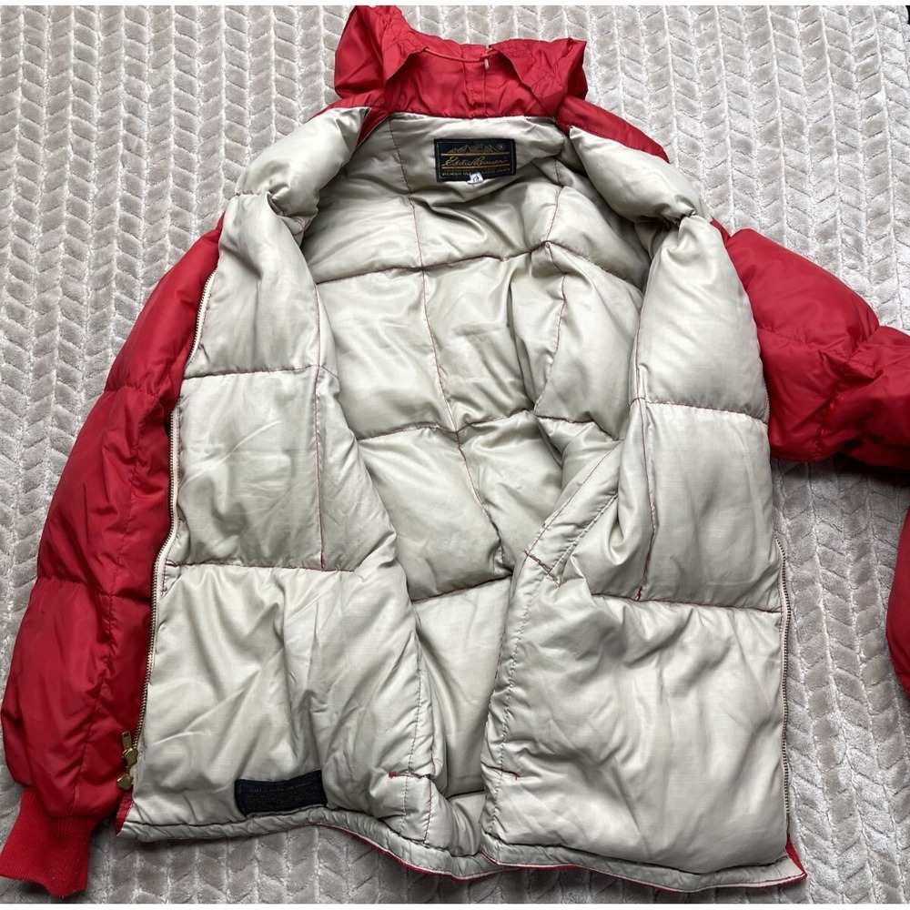 Vintage Eddie Bauer Red Quilted Premium‎ Goose Down Puffer Jacket